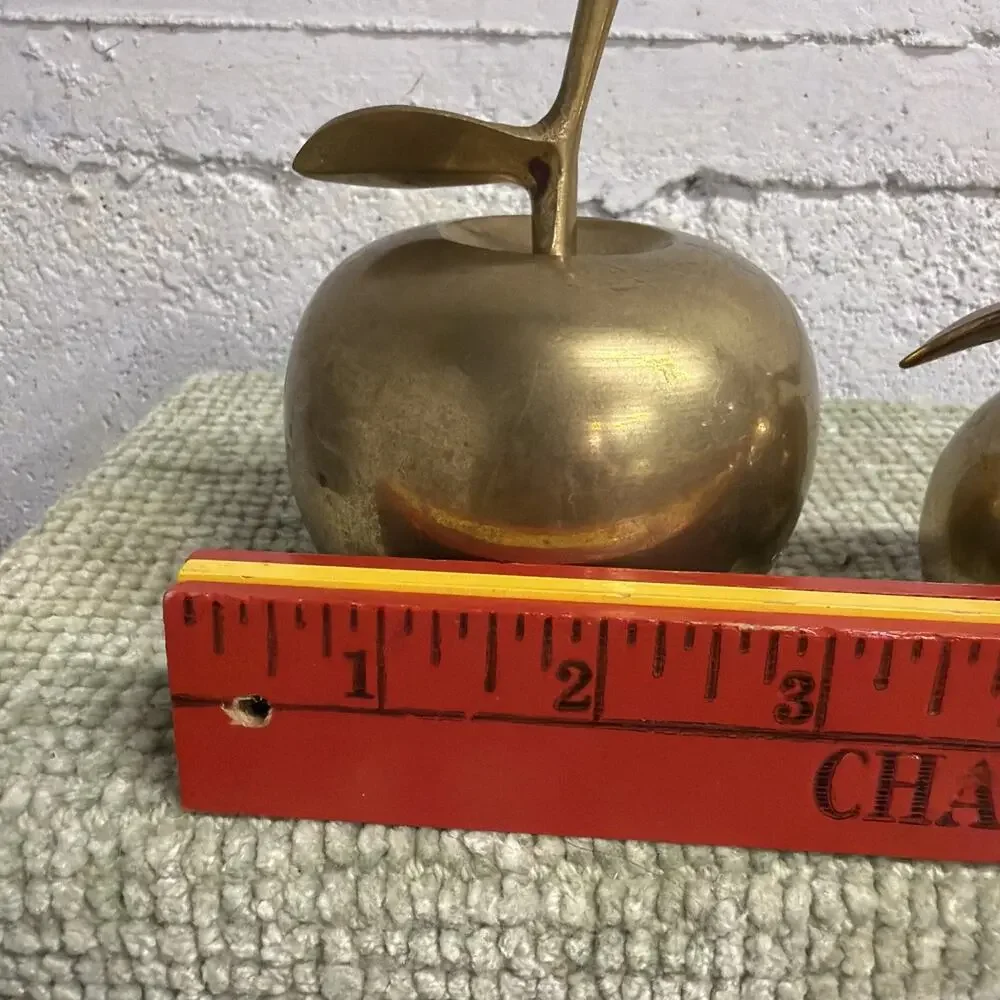 Vintage Pair Of Solid Brass Apple Bells Excellent Teacher Gift Back To School